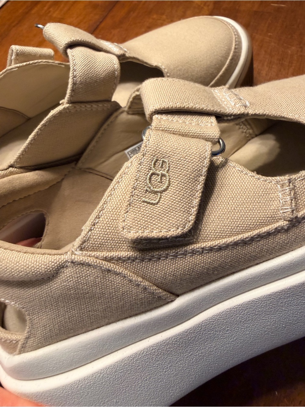 UGG Women's Tan Canvas Platform Mary Jane Slingback - Picture 10 of 14